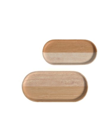 Set de 2 plateaux en bois d'acacia naturel