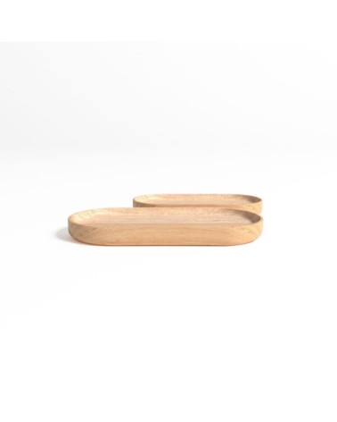 Set de 2 plateaux en bois d'acacia naturel