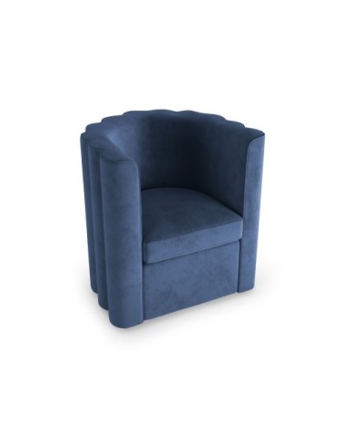 Fauteuil vintage en velours bleu nuit