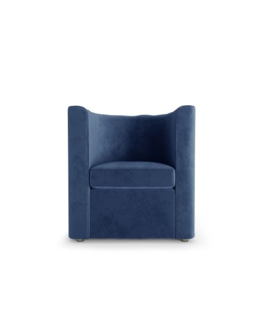 Fauteuil vintage en velours bleu nuit