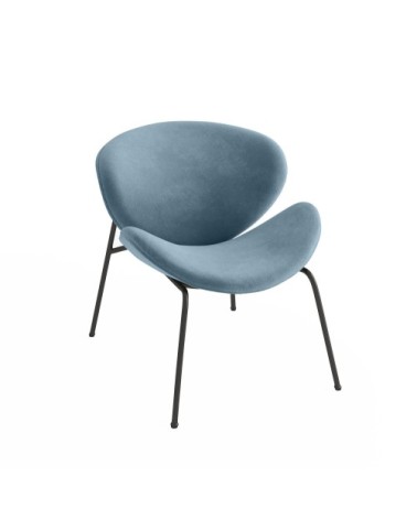 Fauteuil en velours bleu perle