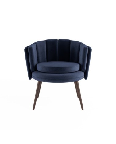 Fauteuil en velours bleu nuit