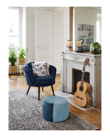 Fauteuil en velours bleu nuit