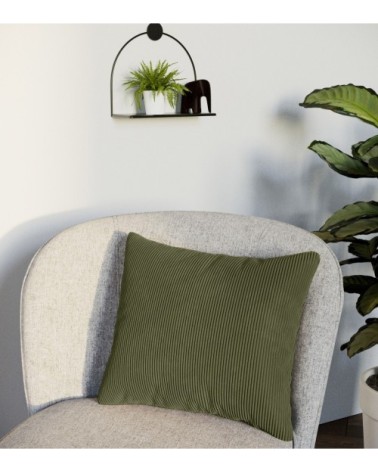 Coussin en velours vert kaki déhoussable 40x40cm