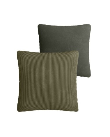 Coussin en velours vert kaki déhoussable 40x40cm