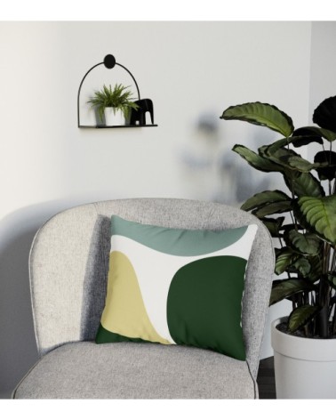 Coussin carré vert déhoussable 40x40cm