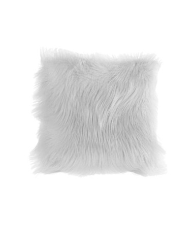 Coussin effet fourrure blanche déhoussable 40x40cm
