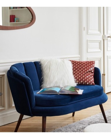 Coussin effet fourrure blanche déhoussable 40x40cm