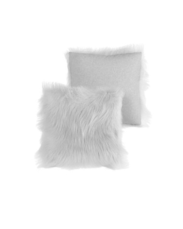 Coussin effet fourrure blanche déhoussable 40x40cm