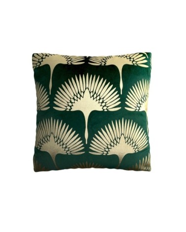 Coussin grues japonaises vert sapin 45x45cm