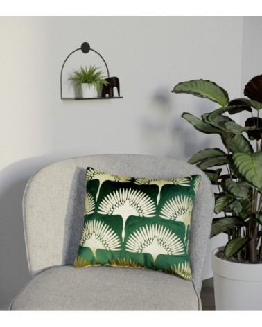 Coussin grues japonaises vert sapin 45x45cm