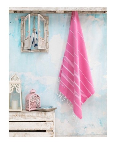 Fouta en coton peigné BIO Rose Bonbon 95 x 180 cm