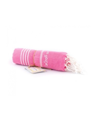 Fouta en coton peigné BIO Rose Bonbon 95 x 180 cm