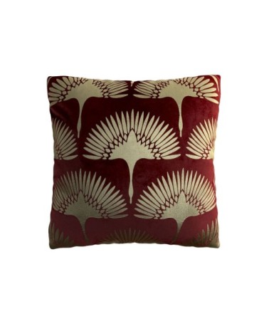 Coussin grues japonaises bordeaux 45x45cm