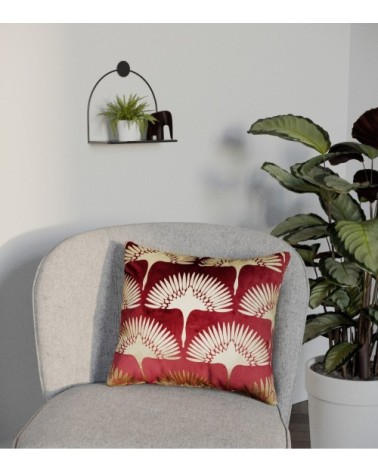 Coussin grues japonaises bordeaux 45x45cm