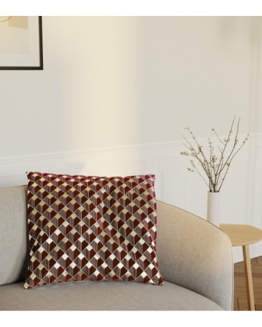 Coussin en velours bordeaux 45x45cm