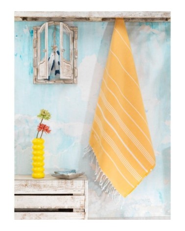 Fouta en coton peigné BIO Jaune 95 x 180 cm