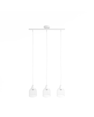 Suspension triple en métal blanc