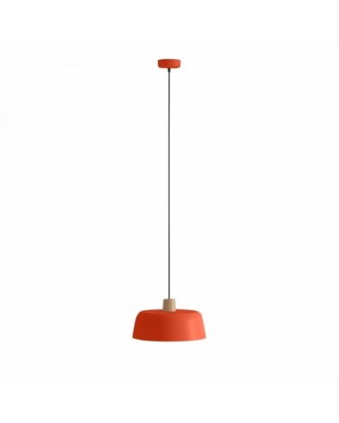 Luminaire suspension en métal ocre et bois