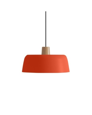 Luminaire suspension en métal ocre et bois