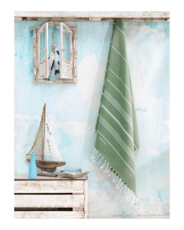 Fouta en coton peigné BIO Olive 95 x 180 cm