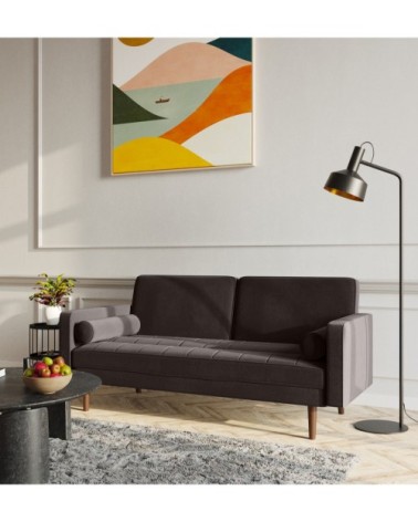 Canapé 2 places en velours brun foncé