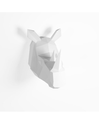 Trophée décoratif mural rhinocéros blanc en polyrésine