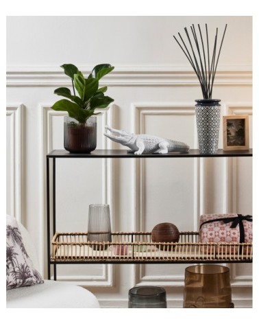 Crocodile décoratif blanc en polyrésine