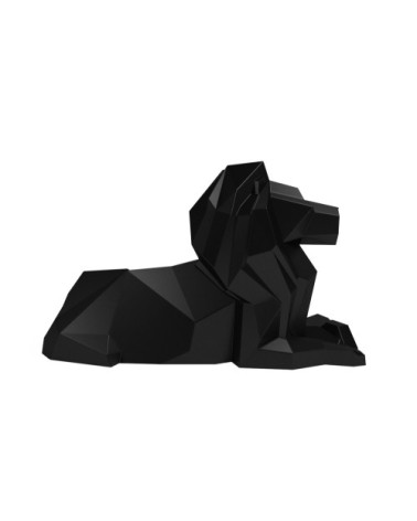 Lion décoratif noir, statuette origami en polyrésine