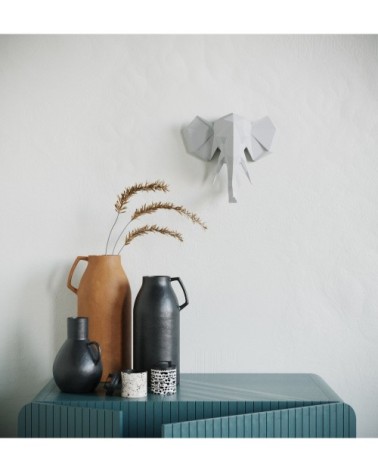 Trophée décoratif mural éléphant blanc en polyrésine