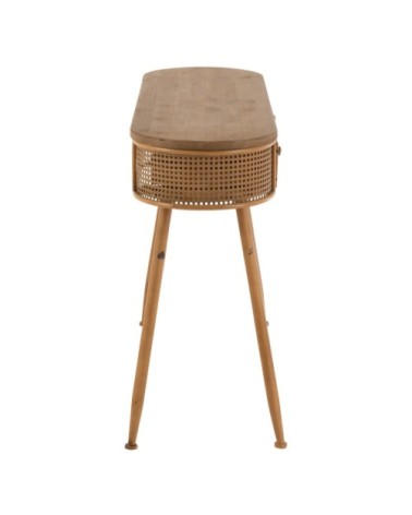 Console effet cannage en bois avec 2 tiroirs