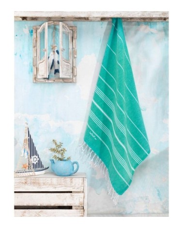 Fouta en coton peigné BIO Turquoise 95 x 180 cm