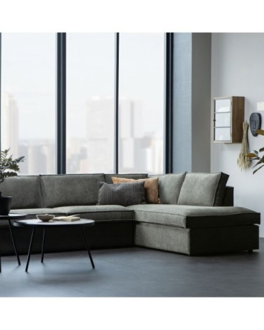 Canapé d'angle droit 4 places en tissu vert foncé