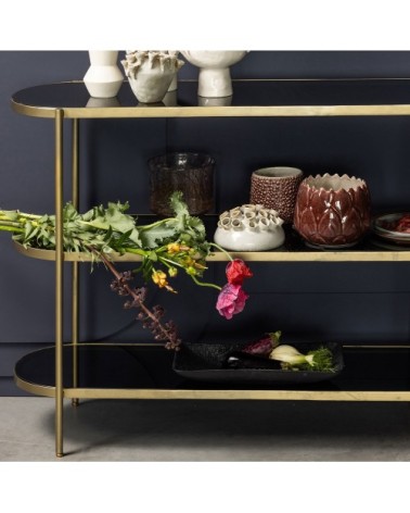 Console en métal et verre 120x38cm laiton