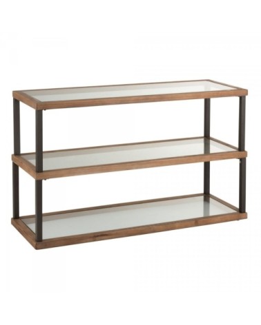 Console 3 niveaux en verre et bois