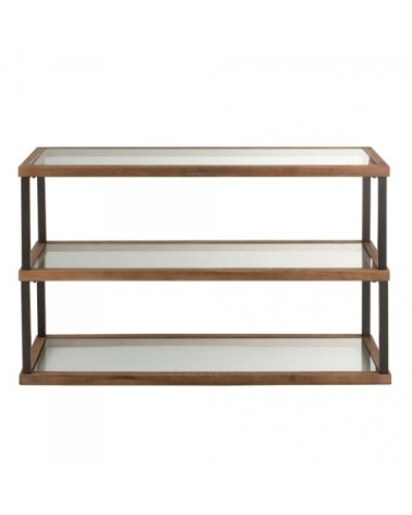 Console 3 niveaux en verre et bois