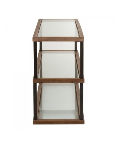 Console 3 niveaux en verre et bois