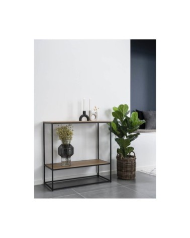 Console minimaliste en bois et métal 80x80cm marron