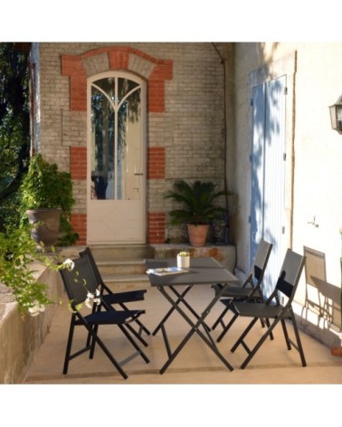 Chaise de jardin pliante aluminium et textilène gris