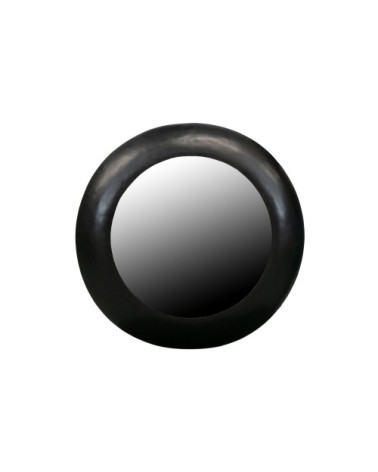 Miroir ronde vintage 75cm contour métal noir