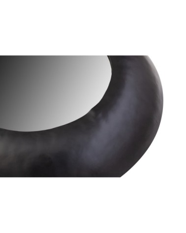 Miroir ronde vintage 75cm contour métal noir