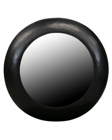 Miroir ronde vintage 75cm contour métal noir