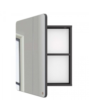 Miroir de salle de bain avec placard en bois gris foncé