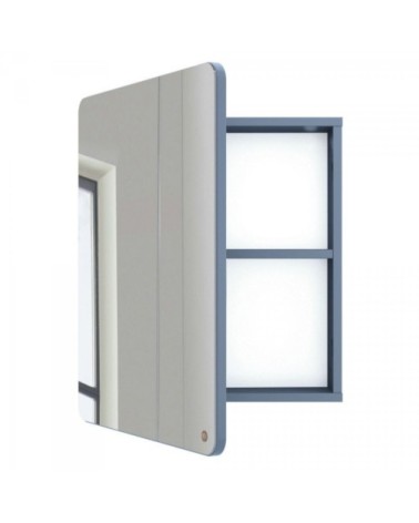 Miroir de salle de bain avec placard en bois bleu