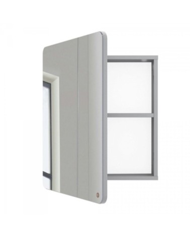 Miroir de salle de bain avec placard en bois gris