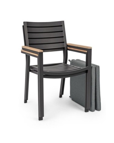 Fauteuil en aluminium anthracite et naturel