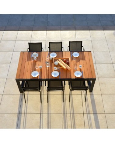 Table jardin bois d'eucalyptus extensible 6 places