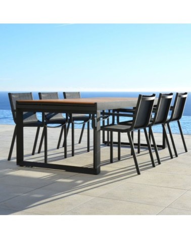 Table jardin bois d'eucalyptus extensible 6 places