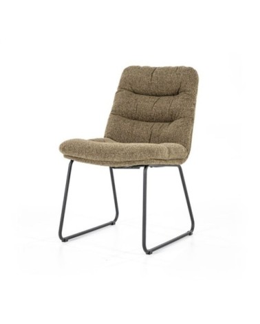 Chaise moderne rembourrée en tissu matelassé marron