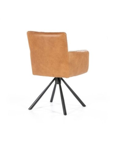 Chaise avec accoudoirs en simi et tissu bouclé orange